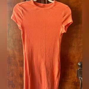 Orange rib knit summer dress